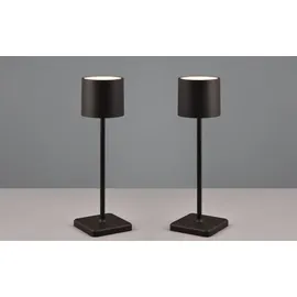 meineWunschleuchte 2er SET Akku LED Outdoor Tischlampen Schwarz kabellos ohne Strom, Touch dimmbar