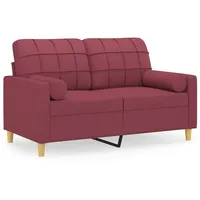 VidaXL 2-Sitzer-Sofa mit Zierkissen Weinrot 120 cm Stoff