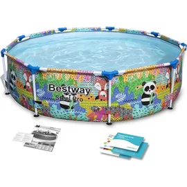 BESTWAY Steel Pro Paradise Frame Pool rund 274 x 66 cm bunt