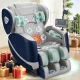 F FURNIMAT Massagesessel, Ganzkörper-Massagestuhl mit 14 Rollen, 8 Komfort-Luftkissen & Zero Gravity– Bluetooth Lautsprecher, Touchscreen, Handyhülter, Wärme für Lenden und Beine