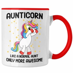 Trendation Tasse Trendation – Tante Aunticorn Geschenk Tasse Geschenkidee Beste Tante Kaffeetasse Geschenk Lustig rot