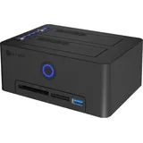 Icy Box IB-1233CL-CR, HDD Docking & Klonstation mit Kartenlesern CF + SD und USB Hub, USB 3.2 Gen1 (5 Gbit/s)