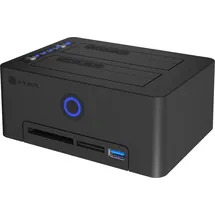 Icy Box IB-1233CL-CR, HDD Docking & Klonstation mit Kartenlesern CF + SD und USB Hub, USB 3.2 Gen1 (5 Gbit/s)