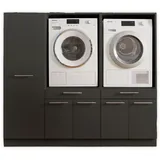 laundreezy 2x Waschmaschinenschrank und Mehrzweckschrank, Anthrazit - Waschmaschinen-Überbauschrank TÜV-zertifiziert mit viel Stauraum - 185 x 162 x 67,5 cm