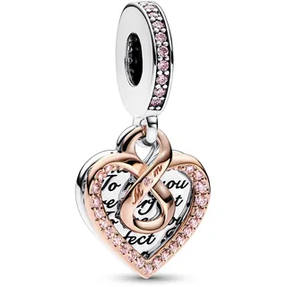 PANDORA Moments Bicolor Unendlichkeits-Herz Doppelter Charm-Anhänger mit rosevergoldeter Metalllegierung Moments Collection, kompatibel Moments Armbändern, 782641C01