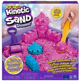 Kinetic Sand Schimmer Sandbox Set - mit 454 g schimmerndem magischem kinetischem Sand in Rosa, Spielwanne und Zubehör für kreatives Indoor-Sandspiel, für Kinder ab 3 Jahren