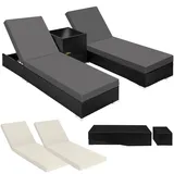 Tectake Sonnenliege 2er Set 200 x 65 x 30 cm Schwarz