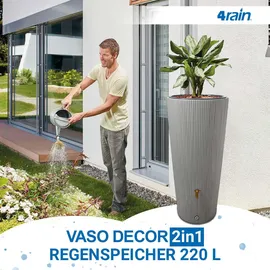 4rain Vaso 2in1 Decor Regentonne 220 l zinkgrau