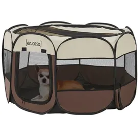 [en.casa] Telford Welpenauslauf 58 x 114 x 114 cm Braun
