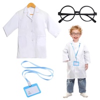 MIVAIUN 3 Stück Kinder Arztkittel Laborkittel mit Arbeitskarte Gläser Wissenschaftler Arzt Kostüm für Rollenspiele Schulprojekte, Doktor Wissenschaftler Dress Up Zubehör für Jungen Mädchen (White)