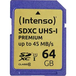 Intenso Premium - Flash-Speicherkarte - 64 GB - UHS Class 1 / Class10 - SDXC UHS...