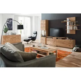 Livetastic Wohnwand Santori, Eiche, Metall, Eiche,Asteiche,Eiche, furniert,furniert, teilmassiv,massiv, 2 Schubladen, 320x208x45 cm, Made in EU, Wohnzimmer, Wohnwände, Wohnwand-Sets