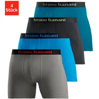 bruno banani Boxer »Unterhose für Herren«, (Packung, 4 St.), mit längerem Bein und auffälligen Logobund Bruno Banani grau, türkis, schwarz, petrol | Gr. S