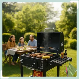 Relaxdays Holzkohlegrill Grillwagen schwarz