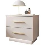 lookway Nachttisch LINA Kaschmir II mit LED Beleuchtung, Breite 55 cm beige