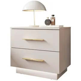lookway Nachttisch LINA Kaschmir II mit LED Beleuchtung, Breite 55 cm beige