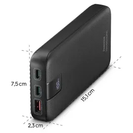 Hama Power Pack PD 20 mit 2 Ausgängen USB-C/USB-A 20.000mAh Anthrazit