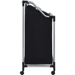 vidaXL Wäschekorb mit 3 Taschen Schwarz Stahl