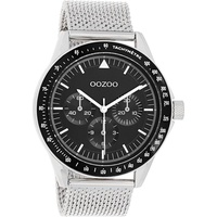 OOZOO Quarzuhr Oozoo Herren Armbanduhr Timepieces Analog, (Analoguhr), Herrenuhr rund, groß (ca. 45mm) Metall, Mesharmband, Casual-Style silberfarben