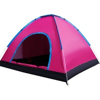 WHYUNM26 190T PU Pop-Up-Familienzelt Sofortiger Aufbau Belüftetes Wasserdichtes Zelt Ultraleichtes Tragbares Zelt für Camping Wandern Bergsteigen,Pink