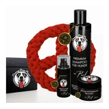 CrazyDogPaul Tiershampoo Geschenk für Hunde - Fellpflege Geschenkbox mit Hundespielzeug-Peace, (1 x Hundeshampoo, 1 x Fellpflegespray, 1 x Pfotenbalsam, 1 x Spielzeug, 1-St)