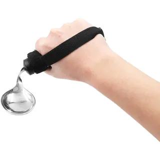 KMINA - Bilateraler Behinderten Besteck mit Klettverschluss, Flexibel Essbesteck, Biegsamer Löffel Senioren, Ergonomisch für Ältere