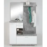 FMD Kompaktgarderobe Beton Optik weiß glänzend B/H/T: ca. 120x193,5x35,5 cm - weiß