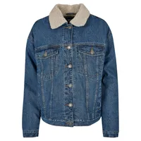 URBAN CLASSICS Ladies Oversized Sherpa Denim Jacket in blau Größe M