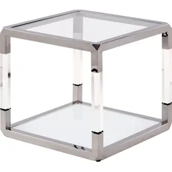 Beistelltisch LEONIQUE "Jasper Beistelltisch", transparent (transparent, transparent, transparent), B:56cm H:51cm T:56cm, Tische, Beistelltisch, rechteckig, Glas, Acryl/Edelstahl, Milchglas