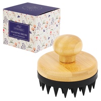 INTER-ESQUE Scalp Massager - Kopfhaut Massagebürste - Kopfmassage Bürste - Shampoo Bürste aus Bambus (Schwarz)