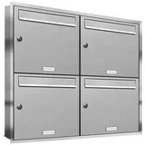 AL Briefkastensysteme 4er Unterputz Edelstahl Briefkastenanlage Silber