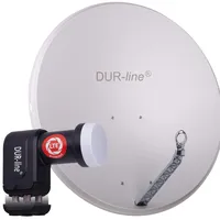 Dur-Line 4 Teilnehmer Set - Qualitäts-Alu-Satelliten-Komplettanlage - Select 85cm/90cm