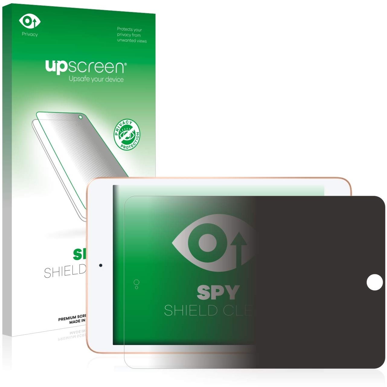 upscreen Anti-Spy Blickschutzfolie für Apple iPad Mini 5 2019 (im Querformat, 5. Gen.) Privacy Displayschutz-Folie [Sichtschutz, Blaulichtfilter]