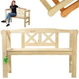 Kadax Parkbank aus Holz, mit Rückenlehne 119 cm Terrasse Garten,
