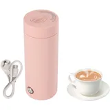 Tragbarer Reisewasserkocher, 400ML Reise Wasserkocher Klein, Mini Camping Elektrischer Wasserkocher, 304 Edelstahl Mini-Heizbecher, 5 Minuten schnelles Kochen, für Kaffee und Teezubereitung, Rosa