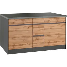 kochstation Winkelküche L-Form 340 cm grau
