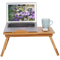 Laptop Tablett fürs Bett, Höhenverstellbar Kippbarem, Bambus Laptoptisch Notebooktisch klappbarer Lapdesk mit Schublade, Tisch für Lesen oder Frühstücks, Zeichentisch und Esstisch für Bett