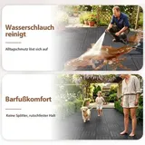 110 Stück Terrassenfliesen 10 qm, 30x30cm Kunststoff Fliesen Klickfliesen Balkonfliesen Holzoptik Gestreift, Wetterfest, Anti-Rutsch, Anthrazit