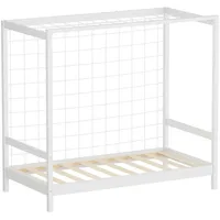 ML-Design Kinderbett Fußballtor 80x160 cm, Weiß, Kiefernholz Massiv