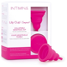 INTIMINA Lily Cup Compact Größe B – Zusammenklappbare Menstruationstasse mit kompaktem Flachfaltdesign, wiederverwendbarer Menstruationsschutz für überall