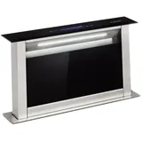 Klarstein Royal Flush Eco Dunstabzugshaube 60 cm - A++ Energieeffizienz, 576 M3/H Abluft, Touch-To-Slide Bedienfeld, Led-Beleuchtung, Edelstahl & Glas Design, Geräuscharm 51 dB - Schwarz