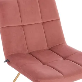 Svita Lynn Loungesessel Cocktailsessel Clubsessel Polsterstuhl ohne Armlehnen Goldene Beine Samt-Polster Altrosa