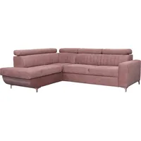 Ecksofa mit Schlaffunktion und Bettkasten | Couch für Wohnzimmer, Schlafsofa Sofagarnitur Sofa Eckcouch L-Form Wohnlandschaft mit Bettfunktion - B... - Rosa