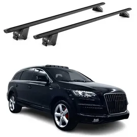 Aurilis OMAC Dachträger Aluminium TÜV geprüft für Audi Q7 4L 2006-2015 – Für integrierte Dachreling – T Nut – Max 100 kg – 2 Schlösser Schwarz