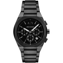 Chronograph ARMANI EXCHANGE, schwarz, Armbanduhren, Herren, Armbanduhr, Herrenuhr, Edelstahlarmband, analog, Tag, Stoppfunktion