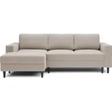 Selsey Nalika L-förmiges Eckschlafsofa mit Stauraum, beige, hydrophober Velours, linksseitig
