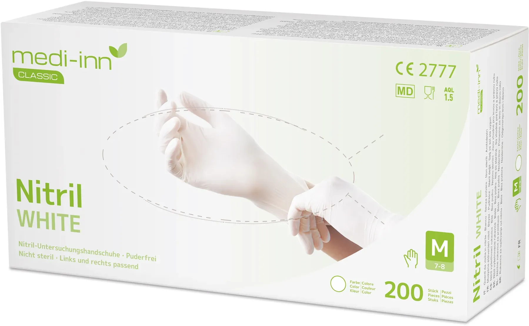 Medi-Inn Einmalhandschuhe Nitril white, puderfrei Big Box VE 2000 Stück S