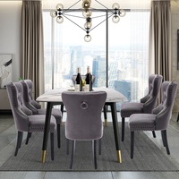 6er Set Esszimmerstühle Esszimmer Sessel Samt Stuhl Küchenstuhl Holzbeine Grau