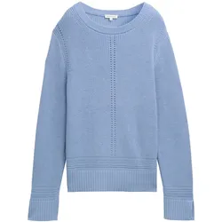 TOM TAILOR Damen Strickpullover mit Schlitz-Details, blau, Uni, Gr. XXL