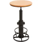 MCW Bartisch MCW-N20, Bistrotisch Thekentisch, höhenverstellbar drehbar Fußablage Industrial Massiv-Holz Ø 61 cm